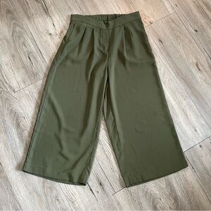 Elegant Olive Wide-Leg Women's Trousers